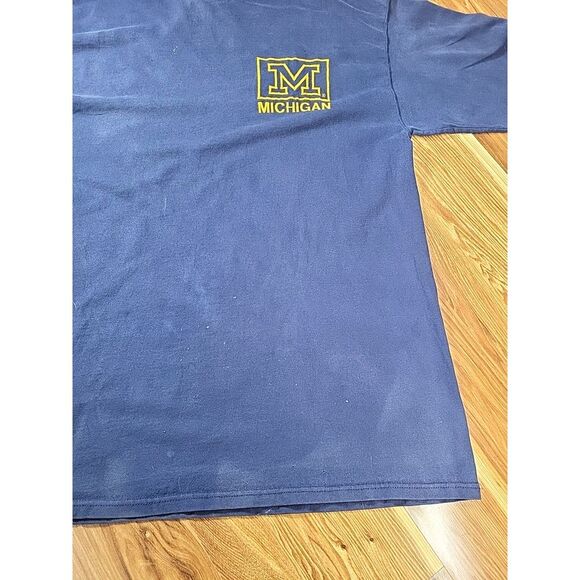 Vtg Embroidered Michigan Shirt Team Edition Apparel Large Tee University Blue - Picture 2 of 9